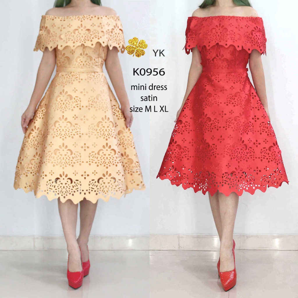 K0956 VVVshop mini dress baju ledies import fashion wanita hijau biru merah gold sabrina Midi dress