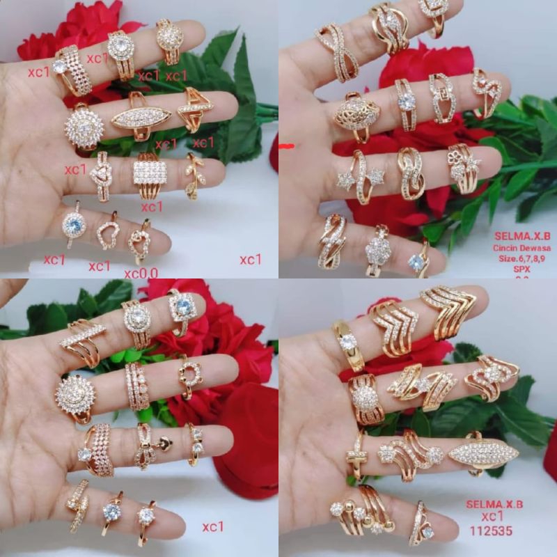 Grosir Xuping 60 PCS Cincin Wanita Dewasa Model Dan Ukuran Random