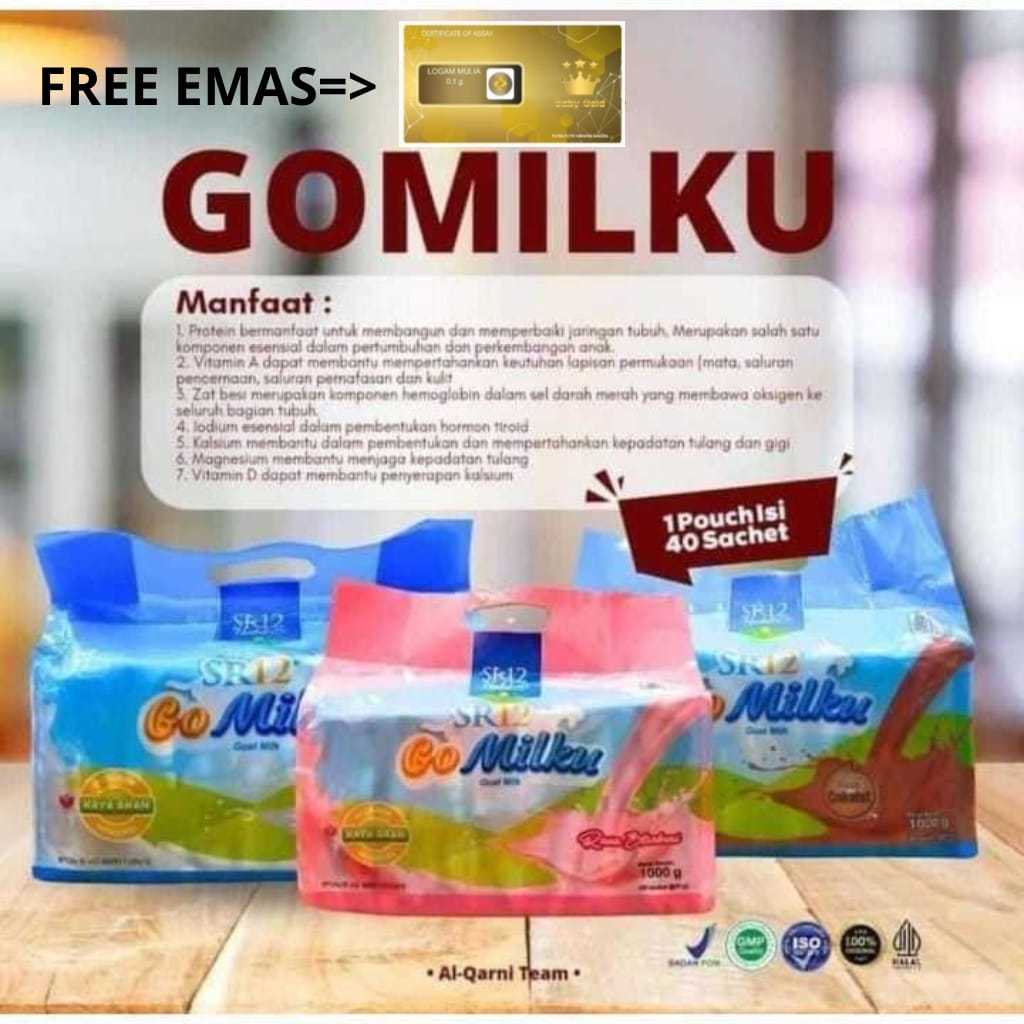 

(FREE LOGAM MULIA 0,1 GRAM) SR12 GoMilku Sachet Pack @40Sachet / Go Milku Susu Kambing Etawa / Go Milku Susu Bubuk Praktis Tinggal Seduh / Susu Imun Tubuh / Susu Penambah Nafsu Makan BPOM