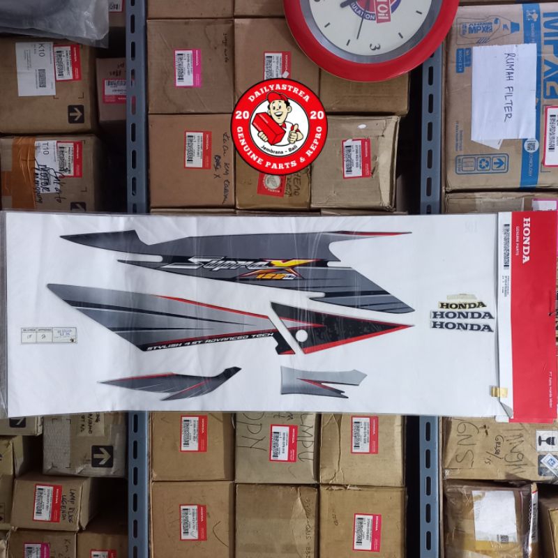 LIS STICKER STRIPING BODY HITAM SILVER HONDA SUPRA X 125 CAKRAM 2005 ORIGINAL ORI AHM 871X0-KTM-850Z