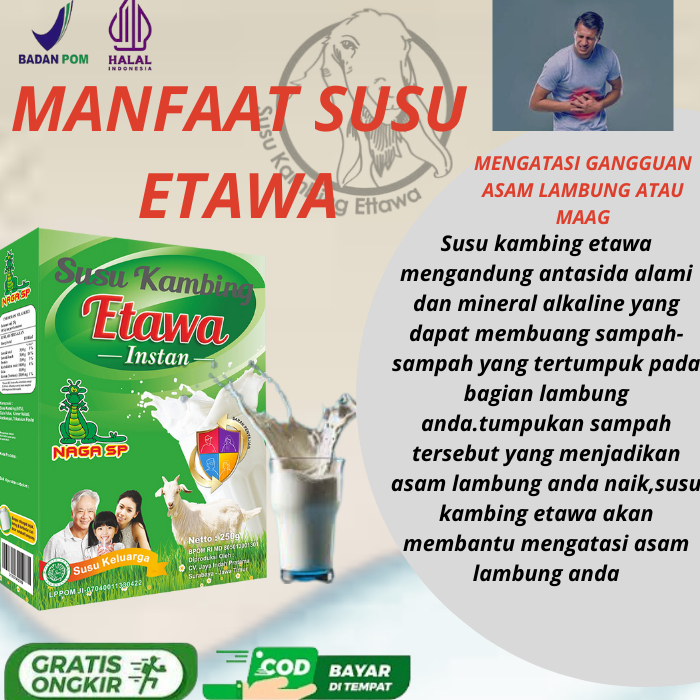 

Susu Kambing Asli Etawa Bubuk Murni Naga SP 250gr Etawa Obat Kelebihan Asam Lambung Maag Magh Kronis