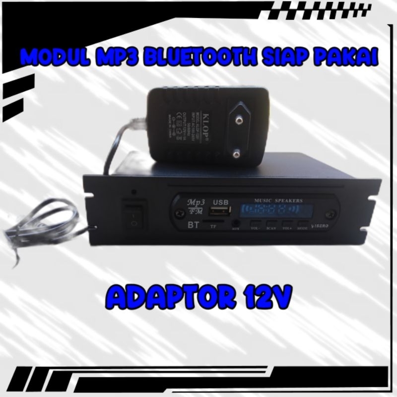 modul mp3 bluetooth siap pakai + adaptor 12volt