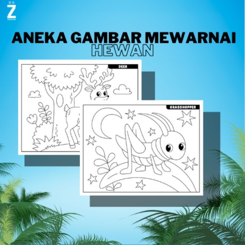 Kertas Gambar Mewarnai A4 [ Hewan ]