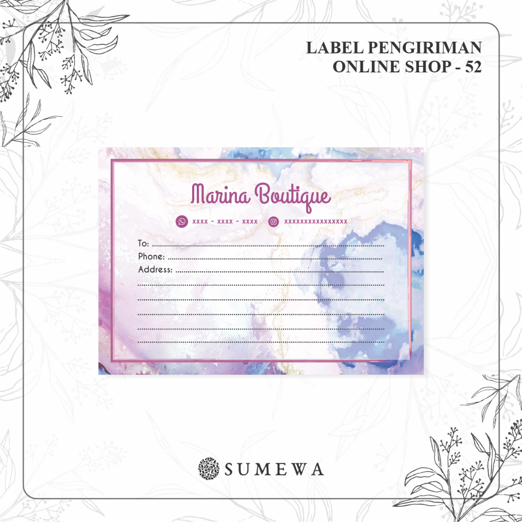 

Label Pengiriman Online Shop / Label Paket / Label Alamat / Sticker Pengiriman / Sticker Resi / Label Olshop - 52