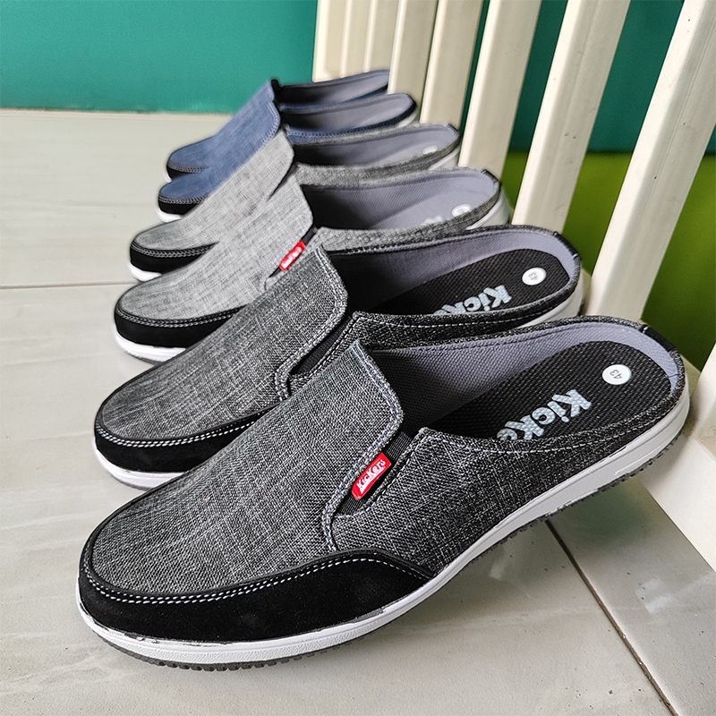 Sepatu Slop Pria Sandal Selop Bustong Slip On Bahan Levis