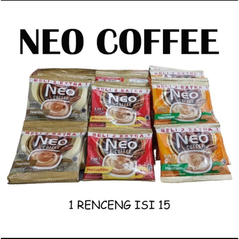 

1 rcg kopi Neo coffee moccachino - caramel - machiato 10+5 sachet