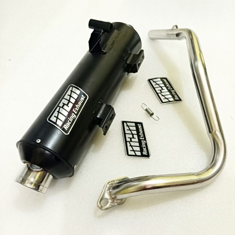 Knalpot Standar Racing ujung croom untuk motor Beat delexu/Vario 125/150/Mio sporty/Beat