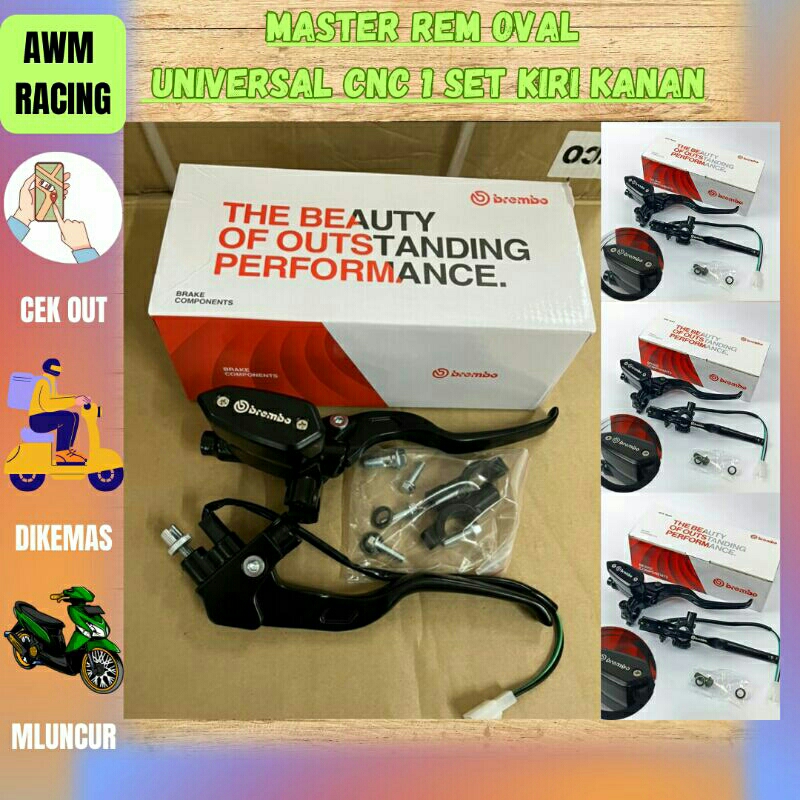 MASTER REM BREMBO MODEL OVAL 1 SET KIRI KANAN FULL CNC UNIVERSAL