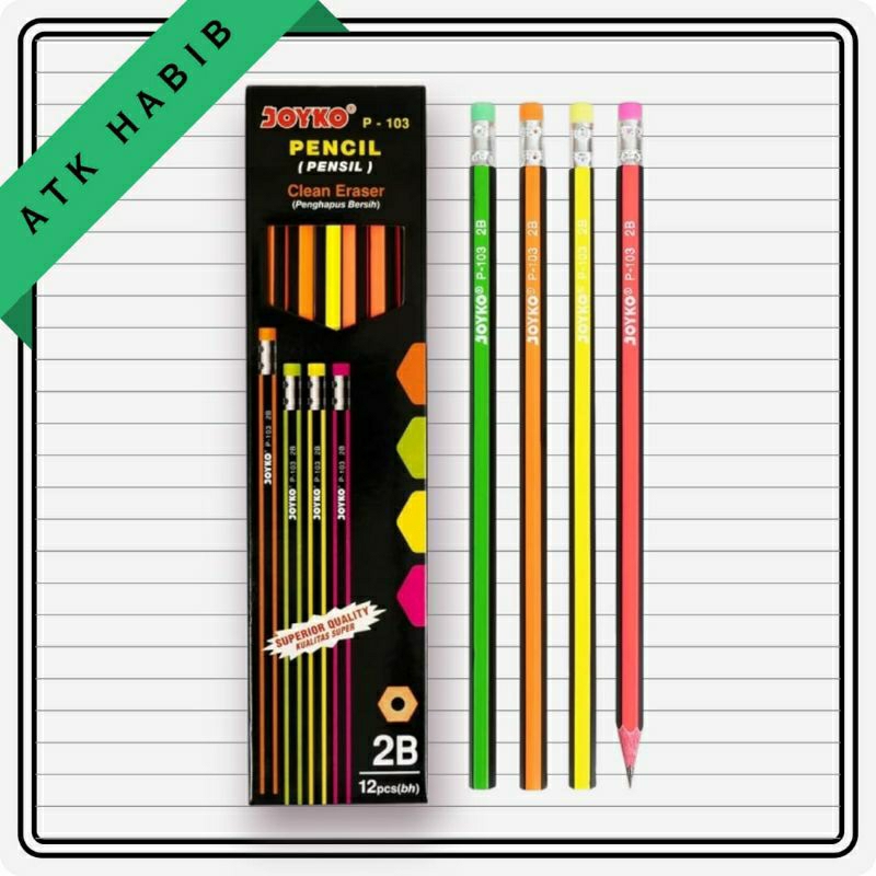 

Pensil Joyko P 103 2B Pencil Sekolah Hexagonal Grip 1 box isi 12pcs