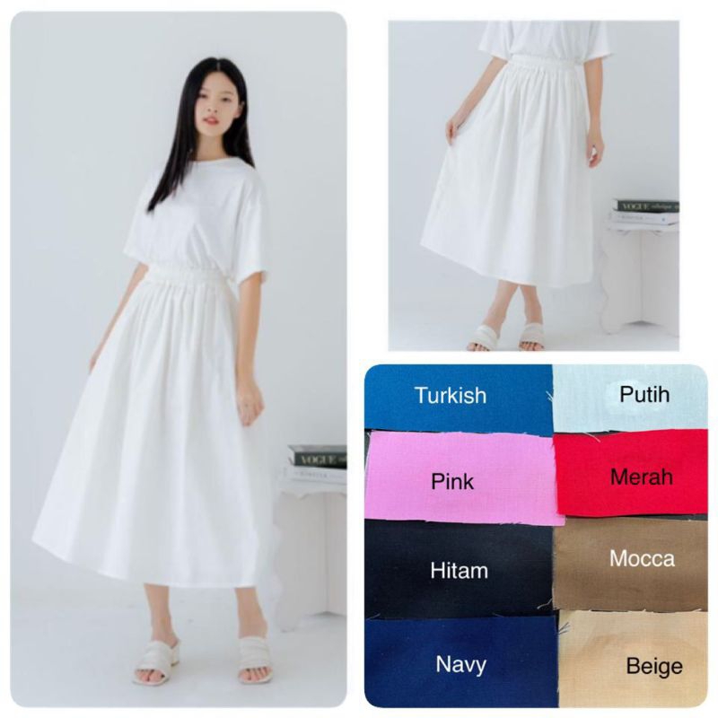 ROK POLOS KATUN JEPANG FURING UNIQLO BASIC LONG SKIRT