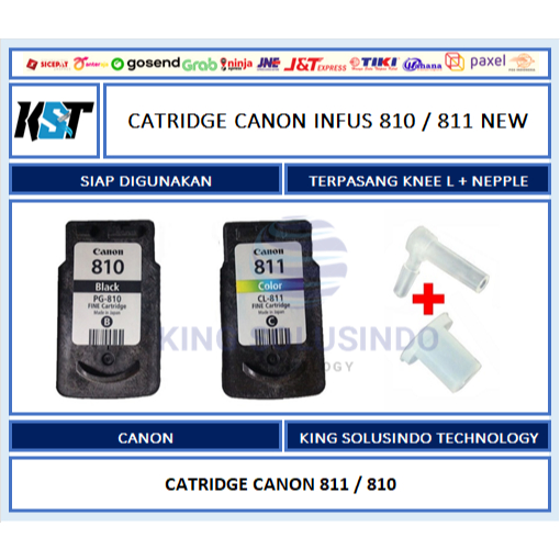 Catridge Canon PG  810 Dan 811 Hitam Warna Original BARU Modif Lubang Infus Knee L Nepple Infus
