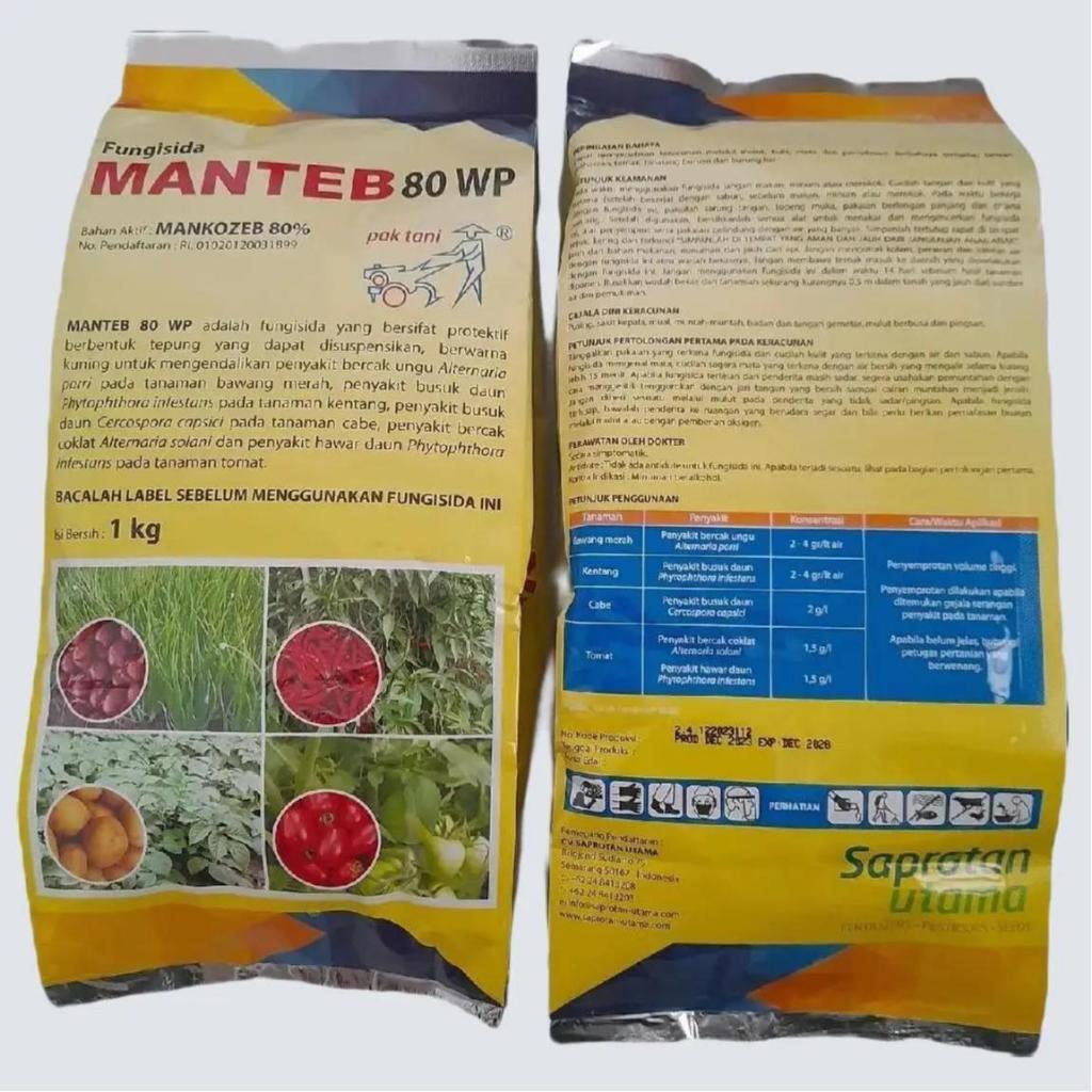 Manteb 80WP 1kg Fungisida Bahan Aktif Mankozeb 80% Pak Tani Untuk Mengendalikan Penyakit Tanaman