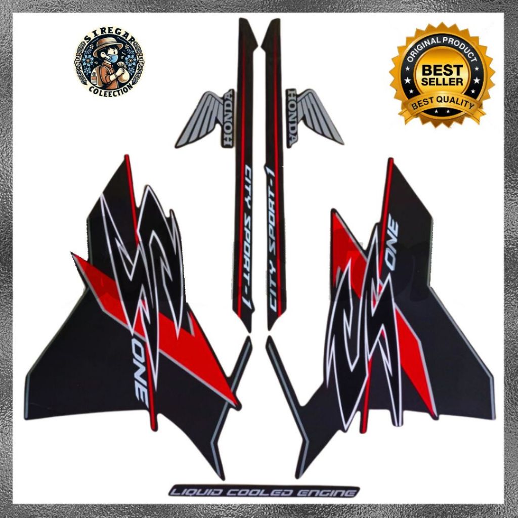 Striping Sticker Honda Cs One Cs 1 Csone Merah List body Hitam Motor Cs One Cs 1 Terbaik