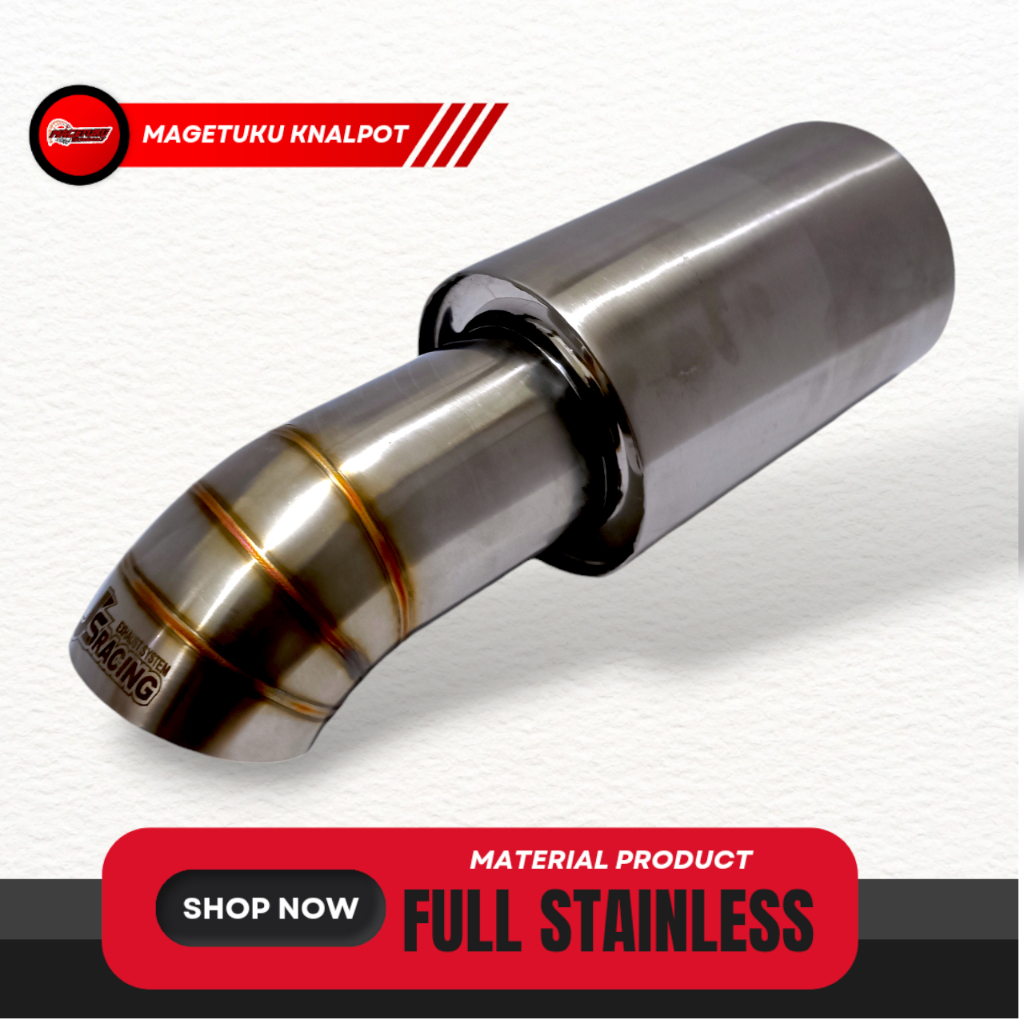 Knalpot Racing Mobil JS Racing Full Stainles Bass Adem Bulat Empuk Polos Kenalpot Avanza Vios Sedan 