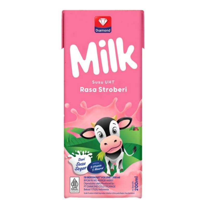 

Diamond milk susu uht cair rasa strawberry 200 ml