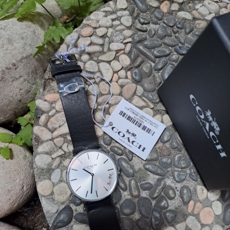 JAM TANGAN WANITA COACH 14503115 BLACK LEATHER STRAP
