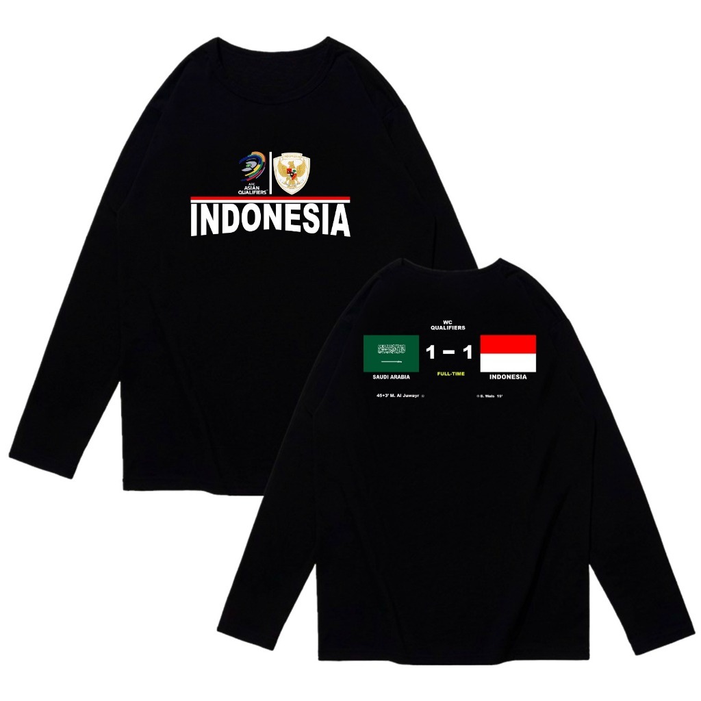 FWSHOP Kaos lengan panjang viral timnas Indonesia kualifikasi ronde 3 piala dunia Indonesia Arab Sau