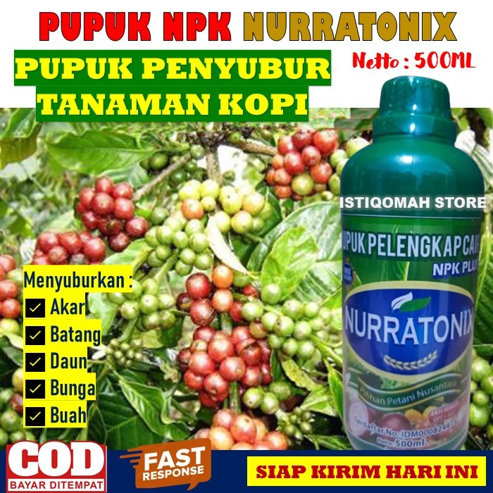 Pupuk Cair Penyubur Akar dan Daun Kopi Terbaik NPK NURRATONIX 500ML untuk Tanaman Kopi isi 500ML Mem