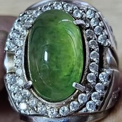 Natural Idocrase Lumut Aceh Good Quality Gemstone Ikat Perak Microsetting