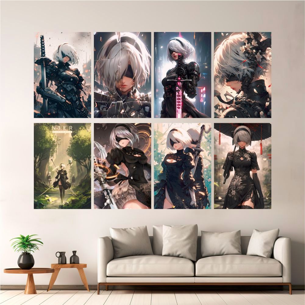 Hiasan Dinding Game Nier Automata | Poster Dinding Kayu Nier Automata 2B