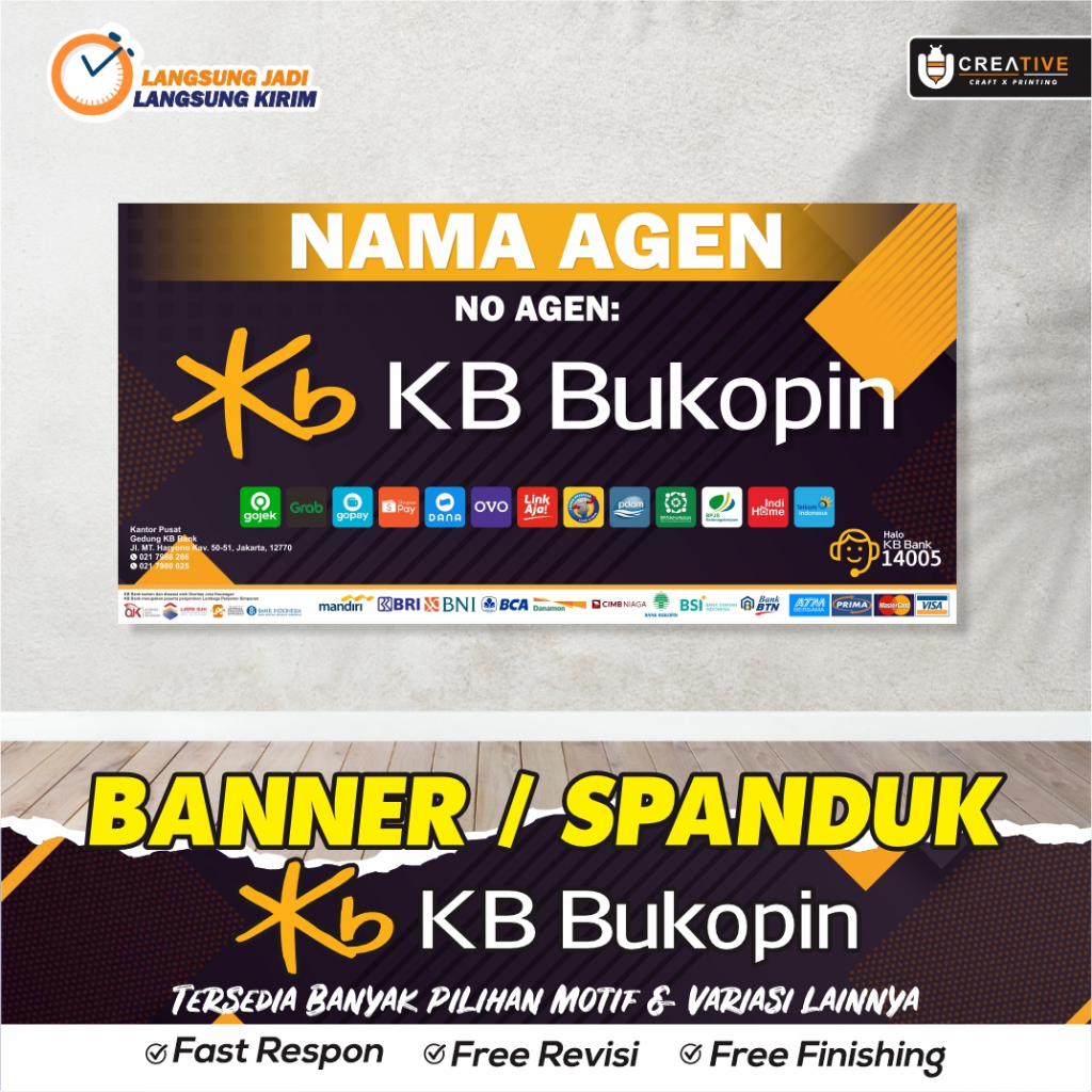 Banner / Spanduk Backdrop Dinding Agen KB Bukopin / Bank Bukopin  (Bisa Custom Ukuran)