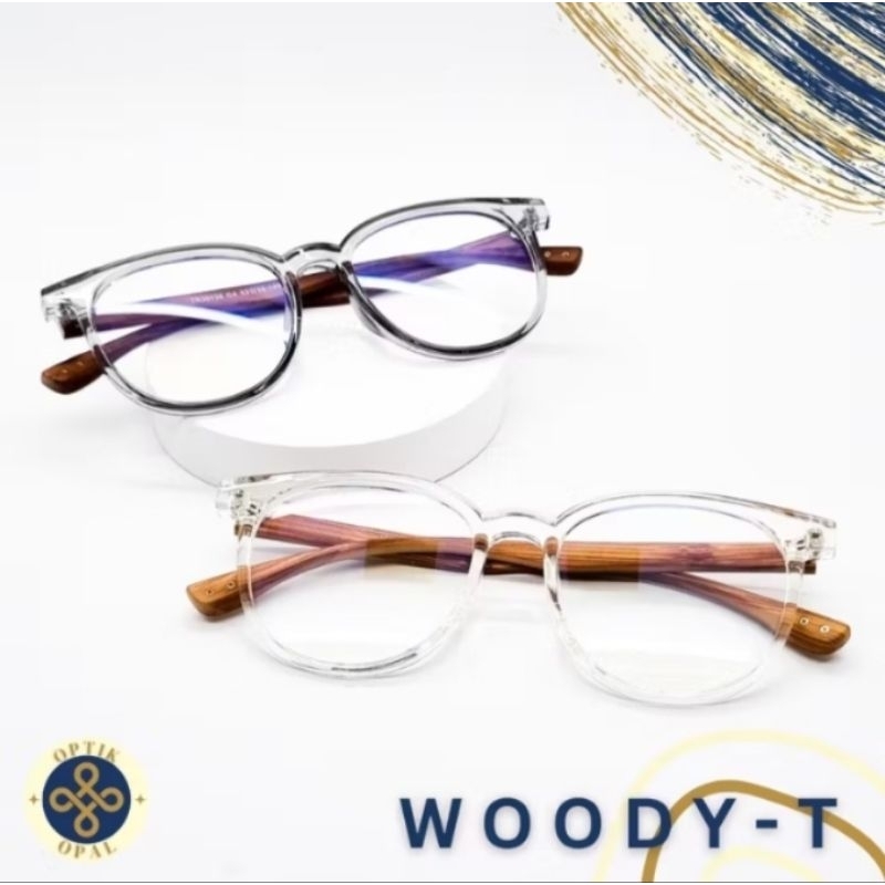 Kacamata clear no minus gagang kayu