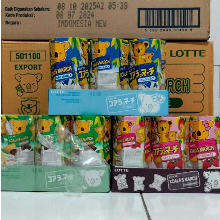 

Biskuit anak Lotte Koala's march 37gr HARGA 3 KOTAK - Cokelat - Susu Vanila - Stroberi