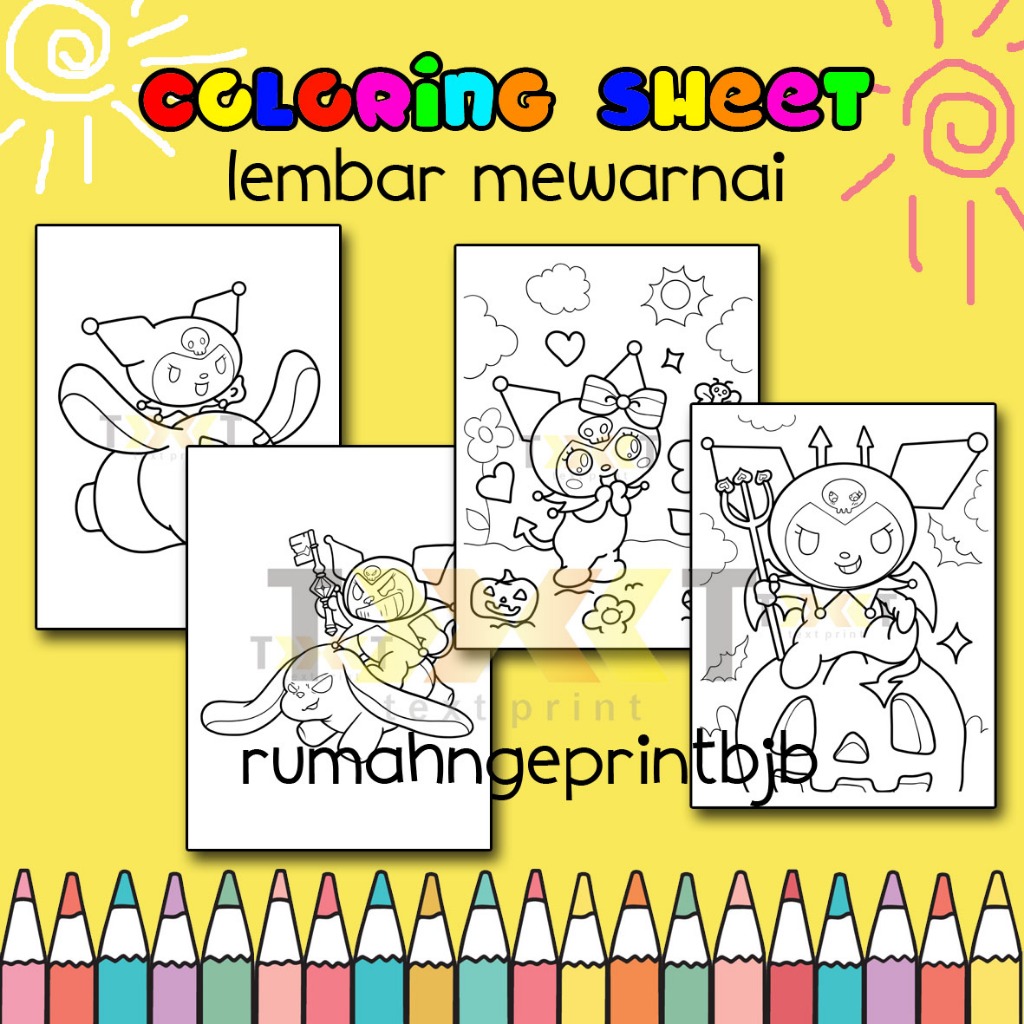

Kertas Gambar Mewarnai A4 TEMA KUROMI - (Coloring Sheet) Anak usia PAUD TK SD