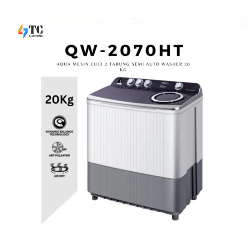 AQUA QW-2070HT Mesin Cuci 2 Tabung - 20 KG