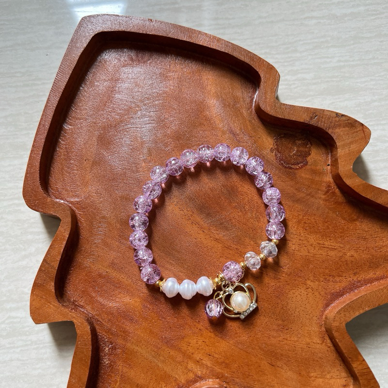 Molly Olly - Gelang batu berat warna ungu / Gelang wanita / Gelang batu alam / Gelang crystal / Gela