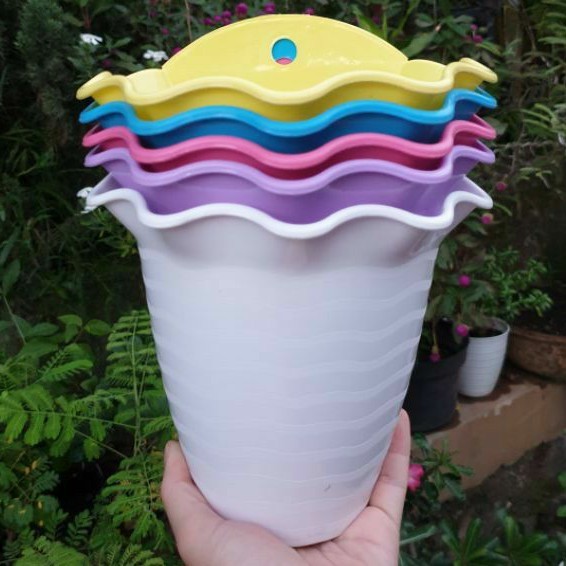 Pot Bunga Tanaman Dinding Nkt Ombak Warna Warni / Pot Dinding Tempel Nkt Ombak Tanaman Bunga Hias Ve