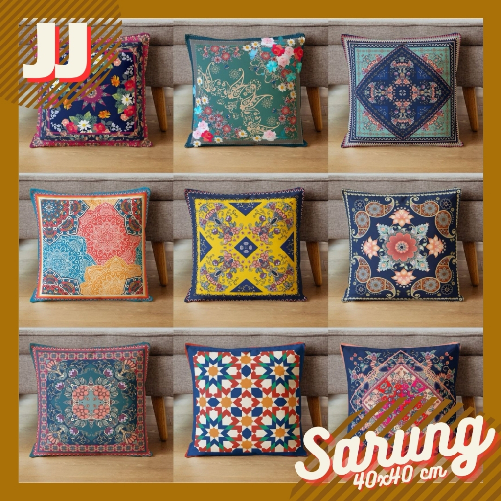 SARUNG BANTAL SOFA PRINT MOTIF TURKISH TURKEY ARABIC MAROKO BOHEMIAN 40X40 CM