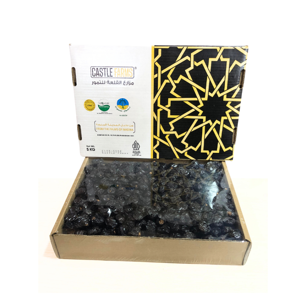 

Kurma Ajwa Organik Castle Farms 5kg | Kurma Nabi Asli | Kurma Ajwat Organic | Azwa Organik Aliyah