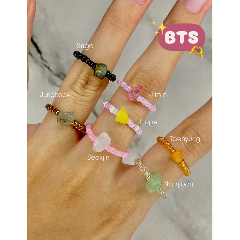 [BTS] Jual Cincin Manik Batu Elegan Vintage Kpop Konser Beads Rings Aesthetic Rings