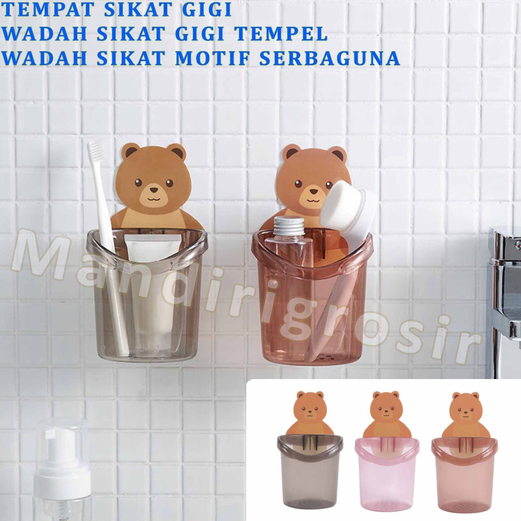 Wadah Sikat Gigi Tempel * Tempat Sikat Gigi * Wadah Sikat Motif Serbaguna * 3pcs