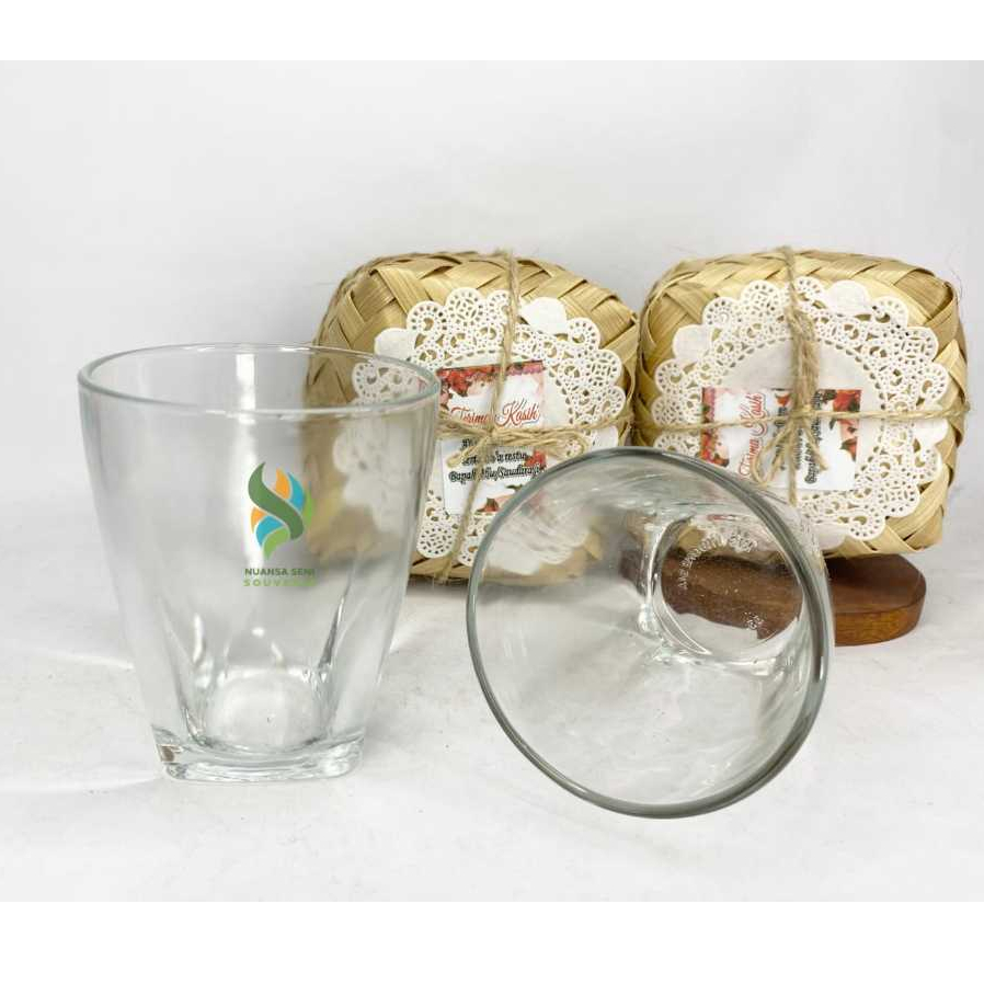 Souvenir Gelas SQT7 Tumbler Kopi Mug Minum Kaca Bening Polos