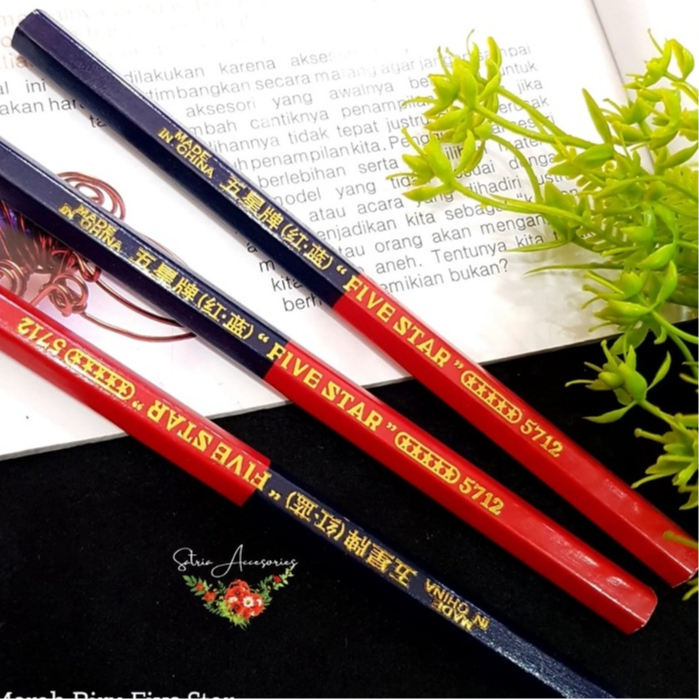 

Kapur Pensil Five Star Merah Biru/Pensil Robek/Kapur Jahit/Pensil Kapur