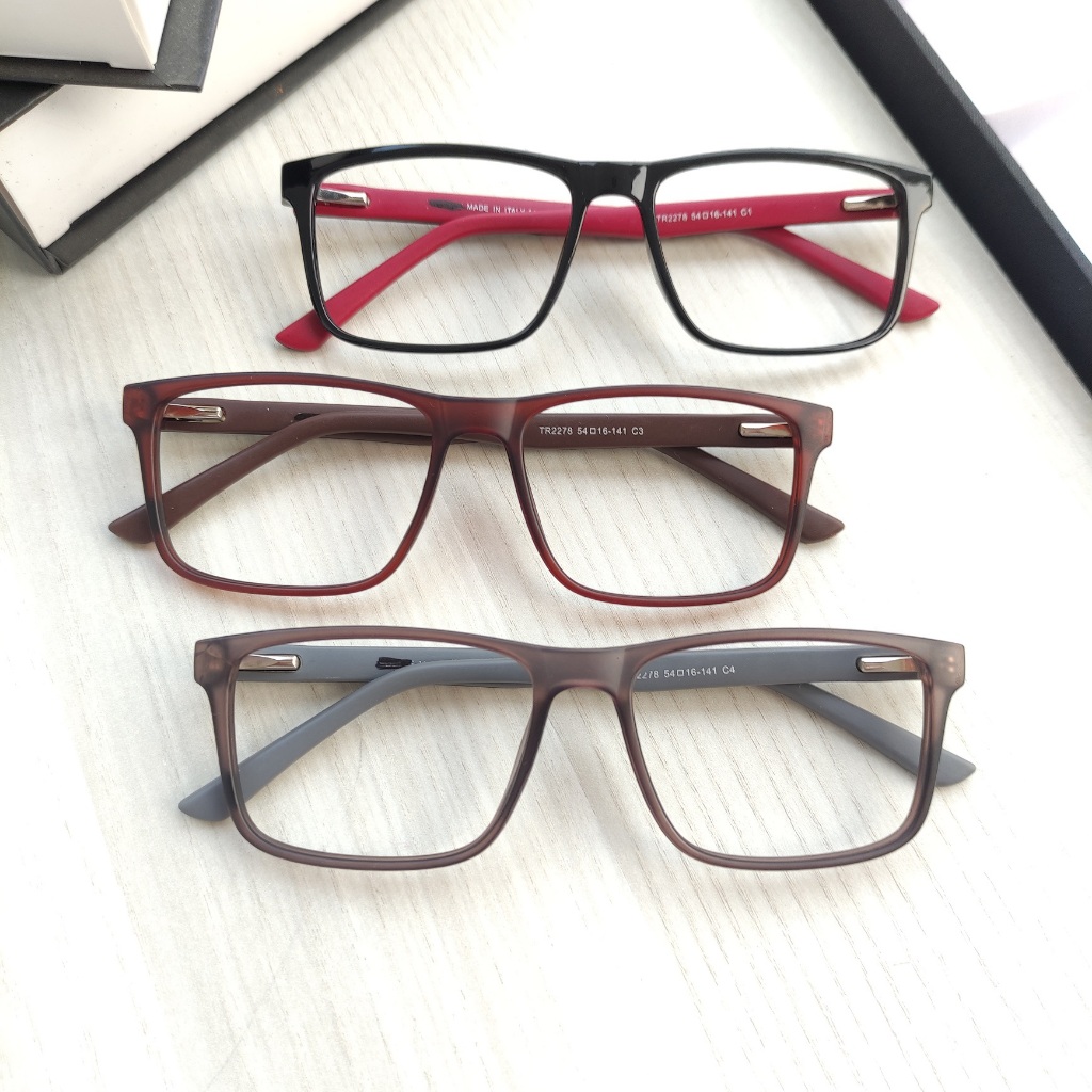 KACAMATA PRIA SPORTY 2278 SIMPLE DAN ELEGAN lebar frame 13,8 cm lebar lensa 5,3 cm tinggi lensa 3,8 