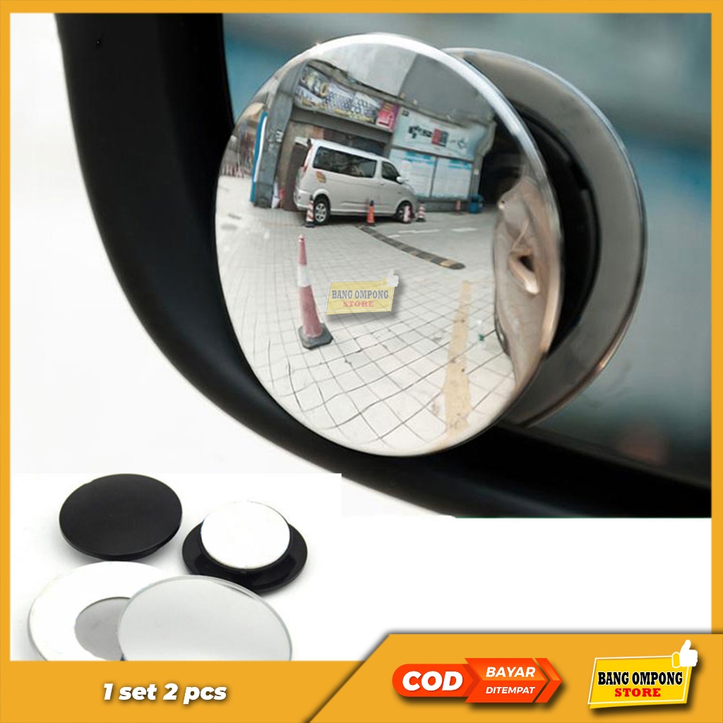1 SET 2 PCS KACA SPION CERMIN BLIND SPOT CEMBUNG BULAT BLINDSPOT WIDE MIROR SEPION TAMBAHAN MOBIL