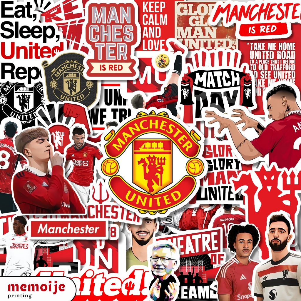 

(40+ PCS) Stiker Manchester United MU Vinyl Waterproof – Stiker Lucu untuk Laptop, Helm, HP, Motor