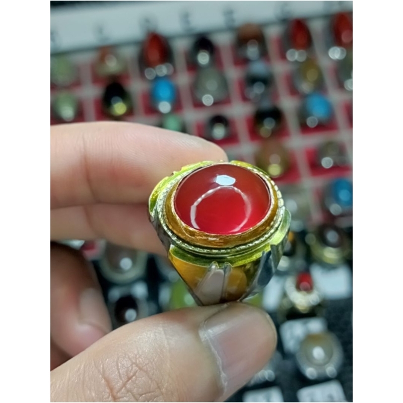 Red raflesia giwang super ring monel handmade