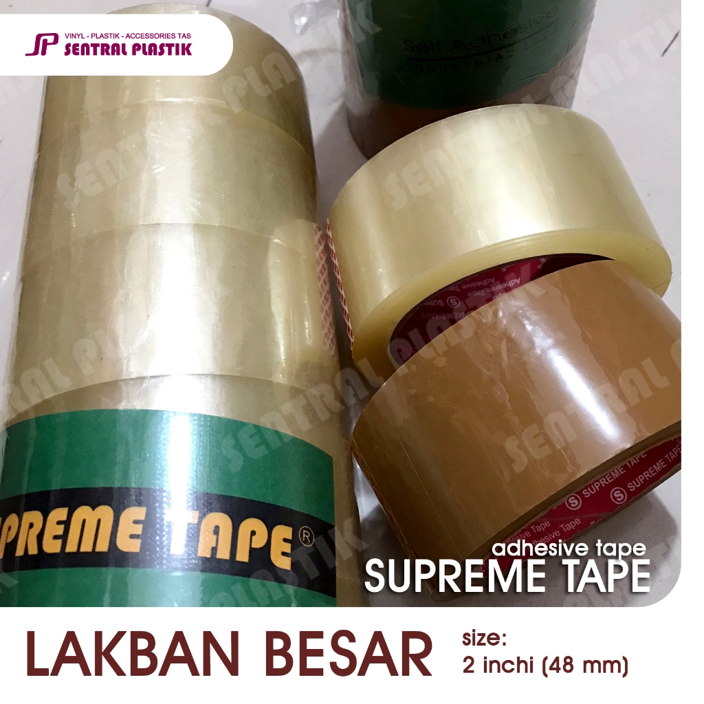 Lakban Isolasi Supreme Tape Bening Coklat 2 inch/48 mm adhesive tape (harga per rol)