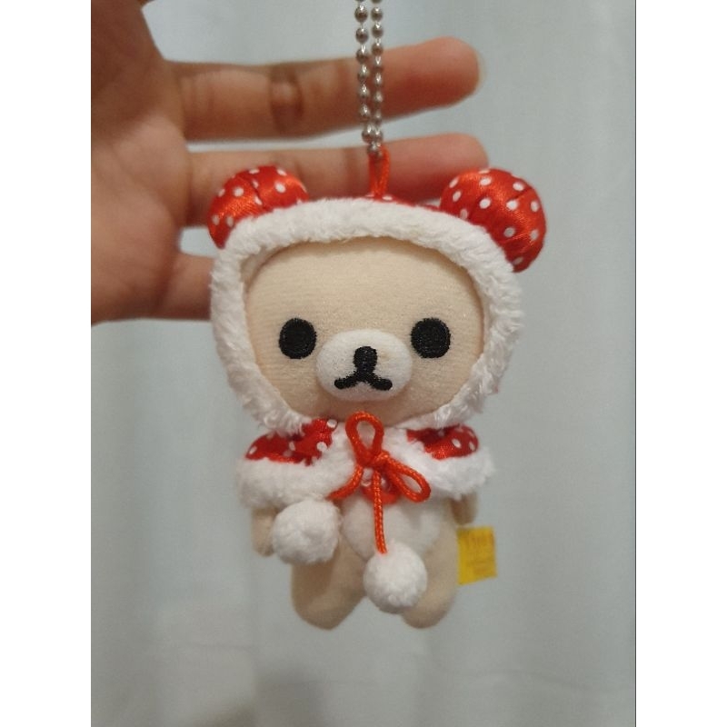 Sanrio Keychain Boneka Rilakkuma Korilakkuma Kostum Natal Winter Jubah Merah Polkadot