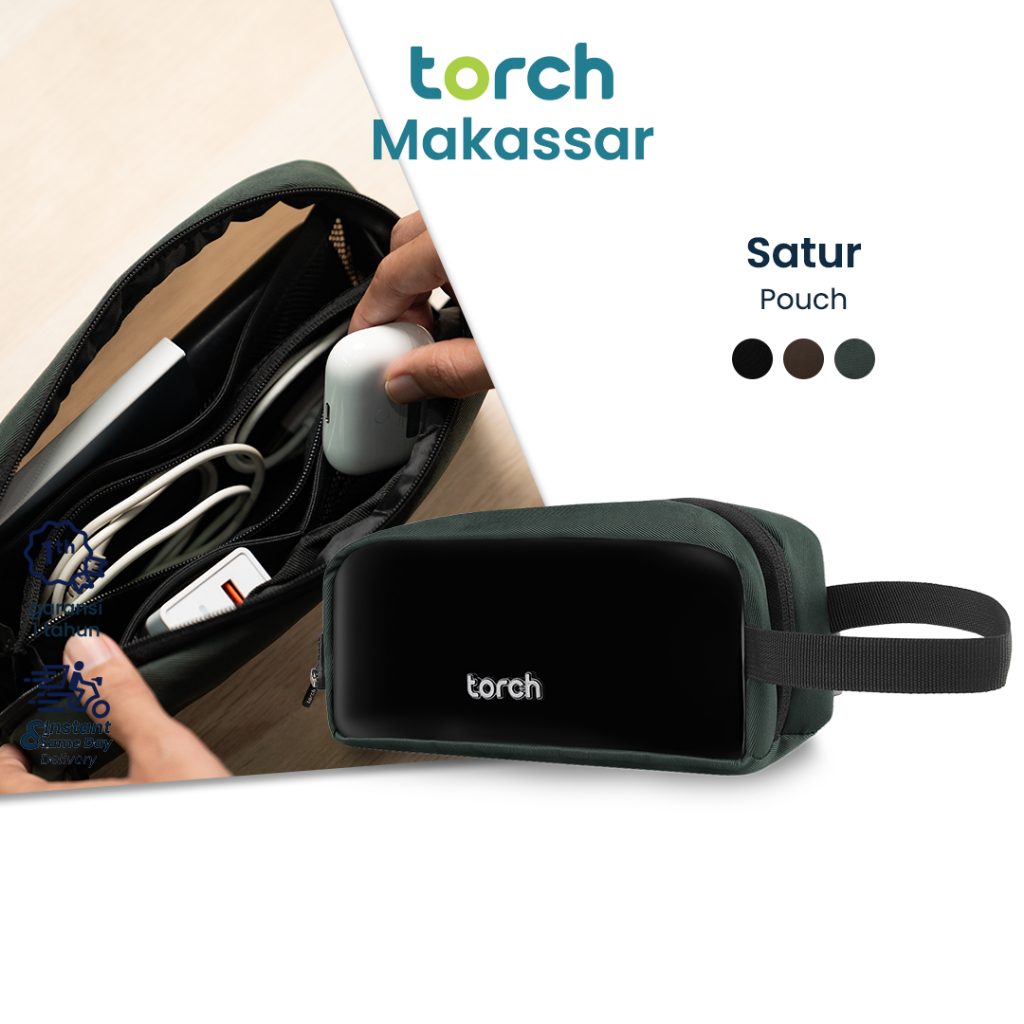 TORCH Satur Charger Pack Pouch Mouse Headset Kabel Organizer Transparan Packing System Anti Air
