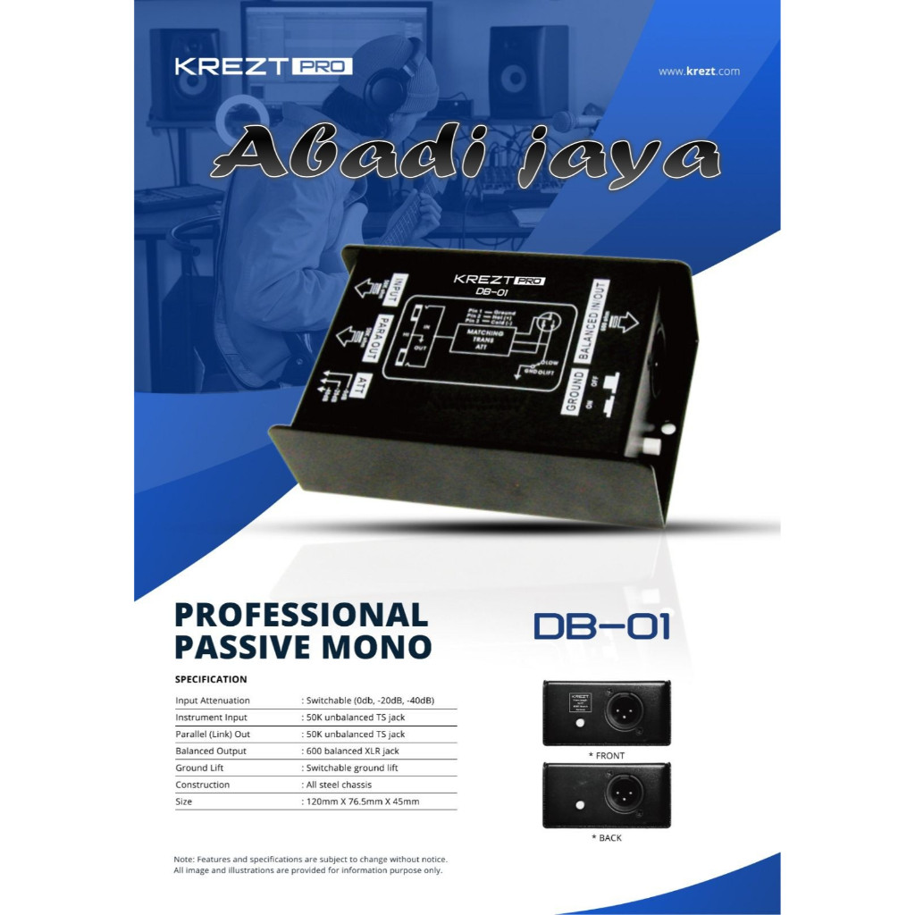 Direct Box KREZT PRO DB-01 Passive Mono DI BOX Pasif