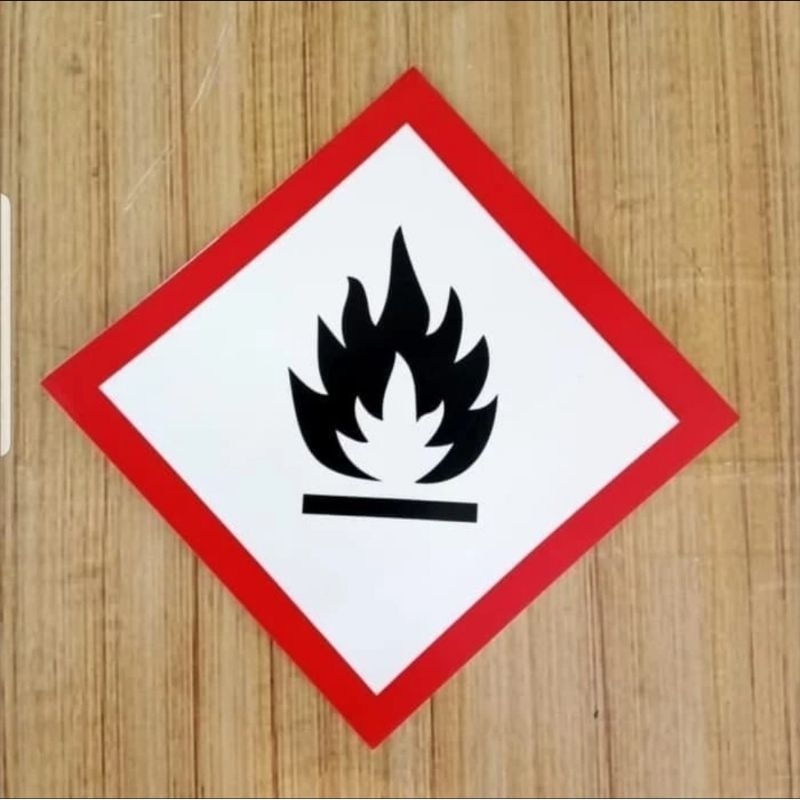 

SIGN STICKER SIMBOL B3 GHS MUDAH MENYALA / TERBAKAR UK 25x25Cm