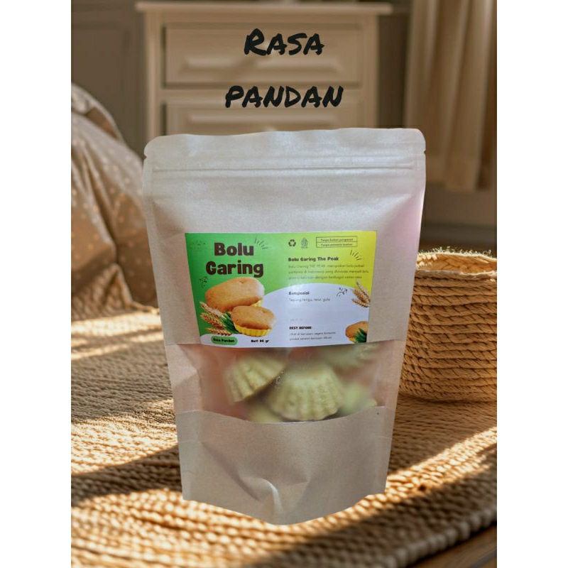 

Bolu kering 90 gram rasa Pandan / Camilan bolu garing pandan / Snack bolu kering 90 gram rasa pandan / camilan bolu kering