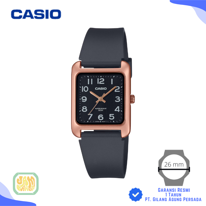 JAM TANGAN CASIO MTP-B175-5B ORIGINAL - CASIO TANK MTP B175 5B HITAM ROSEGOLD
