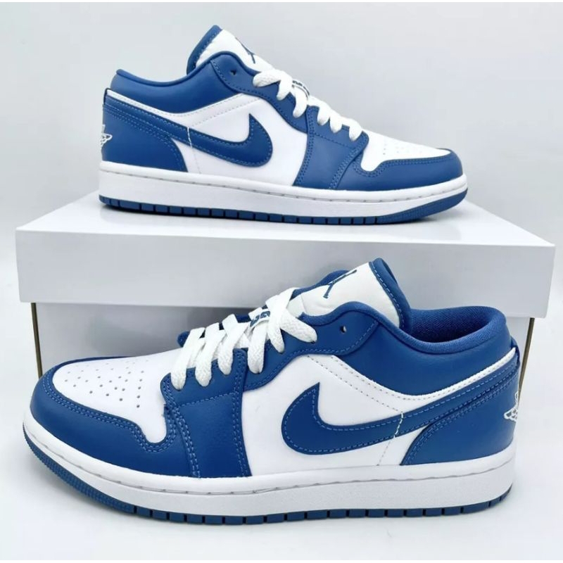 NK Shoes Air Jordan 1 Low Blue White Sneakers