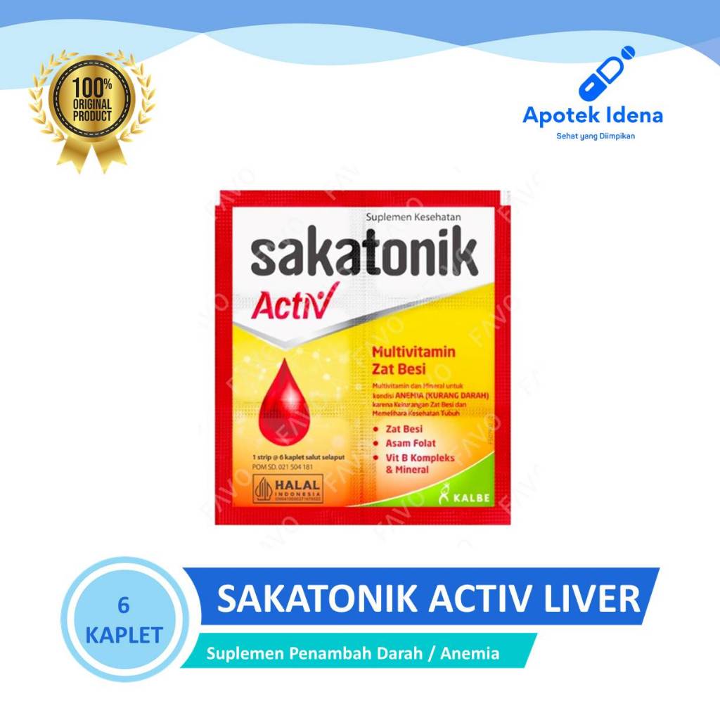 SAKATONIK ACTIV LIVER 1 strip isi 6 kaplet Suplemen Penambah Darah Anemia